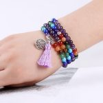  Mala mit Halbedelsteinen, Quastenverzierung, lila