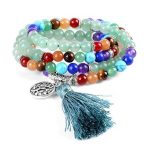  Mala mit Halbedelsteinen, Quastenverzierung, grün