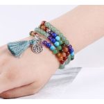  Mala mit Halbedelsteinen, Quastenverzierung, grün