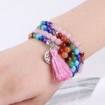  Mala mit Halbedelsteinen, Quastenverzierung, rosa