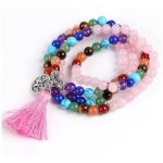 Mala mit Halbedelsteinen, Quastenverzierung, rosa