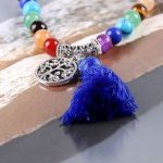  Mala mit Halbedelsteinen, Quastenverzierung, blau