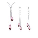 Tropfenförmiges Schmuckset, verziert mit Swarovski-Kristall und Amethyst