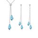 Tropfenförmiges Schmuckset, verziert mit Swarovski-Kristallen, Aquamarin