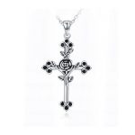 Silberne Halskette mit Rose und Kreuz