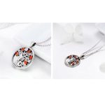 Silberne Halskette mit Lebensbaum-Anhänger, rot