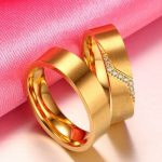 Damen-Ehering, Edelstahl, Mattgold, Größe 8