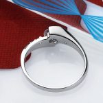 Damen-Verlobungsring, klassisch, Silber, Größe 7