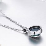 Silberne Halskette mit Lebensbaum-Anhänger, grün