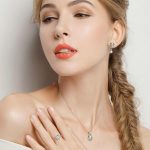 Silberne Halskette mit Lebensbaum-Anhänger, grün