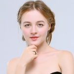  Damen-Ehering, Edelstahl, schwarz, Größe 8