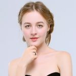  Damen-Ehering, Edelstahl, schwarz, Größe 7