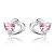 Silberohrringe mit Doppelherz, rosa Kristall