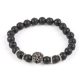 Löwenarmband mit schwarzen Lavasteinperlen, schwarz