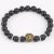  Löwenarmband mit schwarzen Lavasteinperlen, bronzefarben