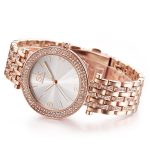  Elegante Damenarmbanduhr mit Kristallen in Bronzefarbe