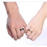  Herren-Ehering, gekrönt, Edelstahl, schwarz, Größe 10