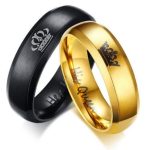  Damen-Ehering, gekrönt, Edelstahl, Gold, Größe 8