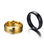  Damen-Ehering, gekrönt, Edelstahl, Gold, Größe 8