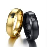  Damen-Ehering, gekrönt, Edelstahl, Gold, Größe 9