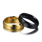  Damen-Ehering, gekrönt, Edelstahl, Gold, Größe 6