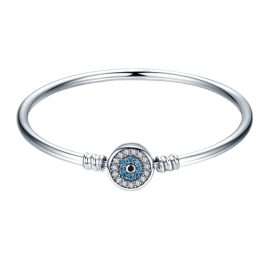 Silberarmband mit blauem Augenmotiv, 17 cm