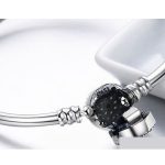 Silberarmband mit blauem Augenmotiv, 17 cm