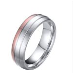  Herren-Ehering, Edelstahl, Silber/Rosa, Größe 10
