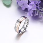  Herren-Ehering, Edelstahl, Silber/Rosa, Größe 9