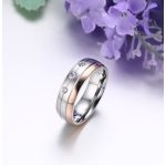  Damen-Ehering, Edelstahl, Silber/Rosa, Größe 8