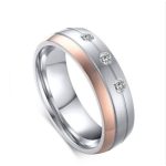  Damen-Ehering, Edelstahl, Silber/Rosa, Größe 9