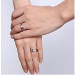  Damen-Ehering, Edelstahl, Silber/Rosa, Größe 9