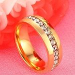 Damen-Ehering, Edelstahl, Gold, Größe 5