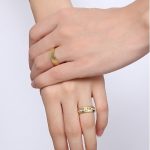  Damen-Ehering, Edelstahl, Gold, Größe 7