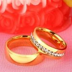  Damen-Ehering, Edelstahl, Gold, Größe 9