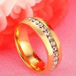  Damen-Ehering, Edelstahl, Gold, Größe 6