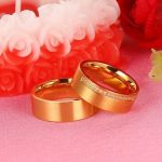 Herren-Ehering, breit, Edelstahl, goldfarben, Größe 10