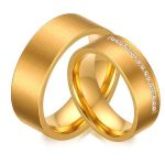  Herren-Ehering, breit, Edelstahl, goldfarben, Größe 11