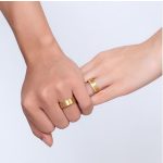  Herren-Ehering, breit, Edelstahl, goldfarben, Größe 11