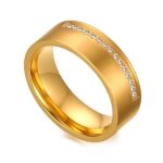  Damen-Ehering, breit, Edelstahl, goldfarben, Größe 7