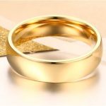  Damen-Ehering, klassischer Stil, Edelstahl, goldfarben, Größe 7