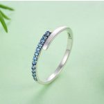 Silberring mit blauem Kristall, Größe 8