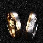  Damen-Ehering, Edelstahl, Gold, Größe 6