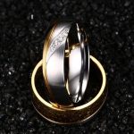  Damen-Ehering, Edelstahl, Gold, Größe 6