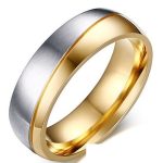  Herren-Ehering, Edelstahl, Gold, Größe 8