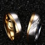  Herren-Ehering, Edelstahl, Gold, Größe 8