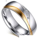  Damen-Ehering, Edelstahl, Gold, Größe 9