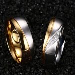  Damen-Ehering, Edelstahl, Gold, Größe 9