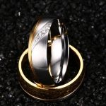  Damen-Ehering, Edelstahl, Gold, Größe 9