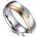  Damen-Ehering, Edelstahl, Gold, Größe 8